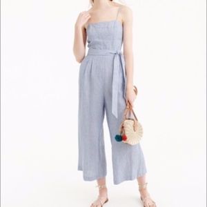 J.Crew Marseille pinstriped linen jumpsuit SZ 4